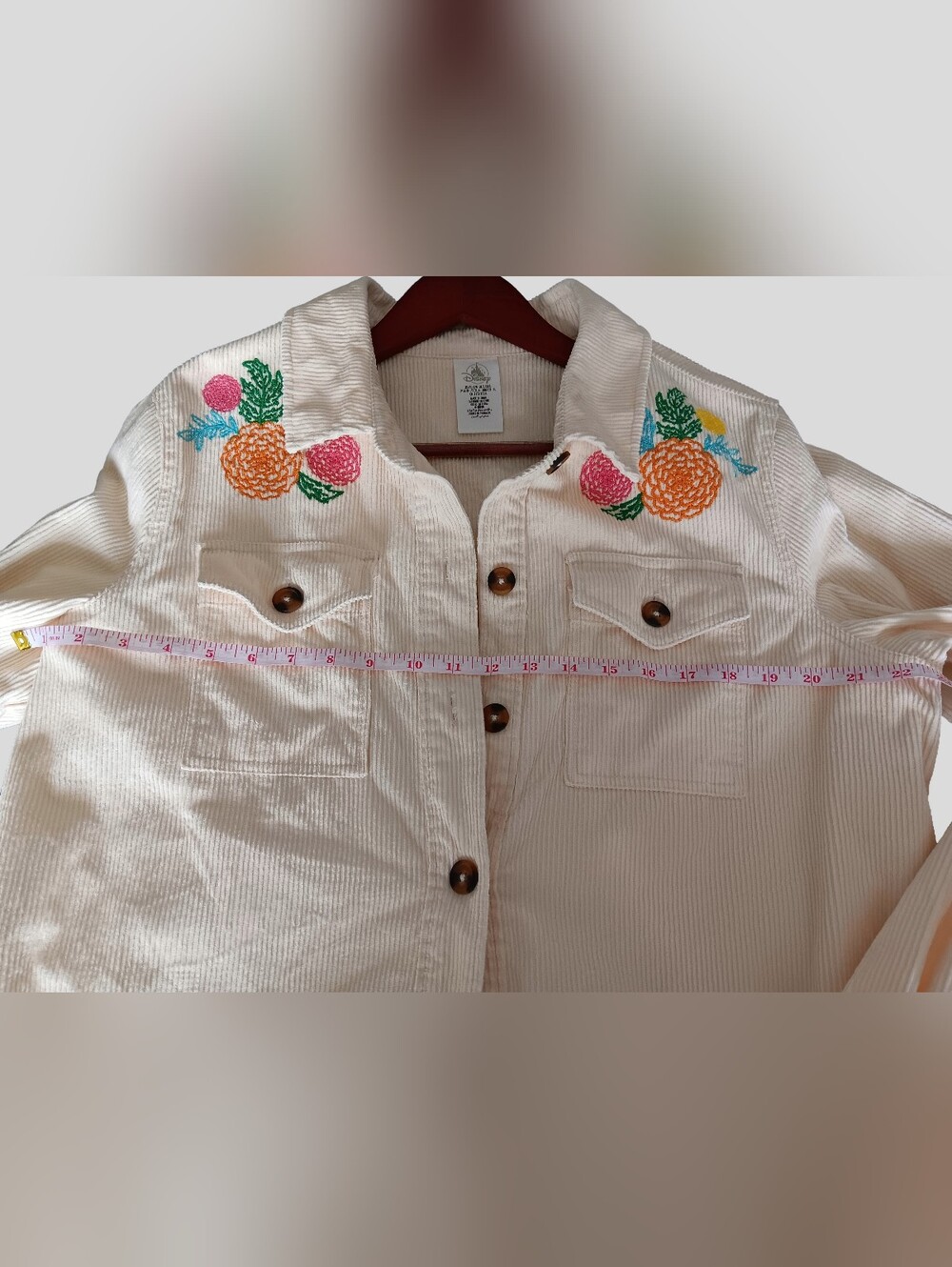 Disney Coco Cream Corduroy Shacket with Multicolor Floral Embroidery - Picture 8 of 10